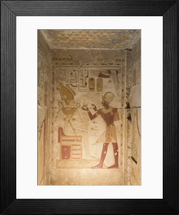 Framed Print : Bas-relief, Pharaoh Seti I on right, Temple of Seti I, Abydos, Egypt, North Africa Framed Print : Bas-relief, Pharaoh Seti I on right, Temple of Seti I, Abydos, Egypt, North Africa