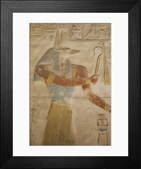 Framed Print : Bas-relief of the God Anubis, Temple of Seti I, Abydos, Egypt, North Africa, Africa Framed Print : Bas-relief of the God Anubis, Temple of Seti I, Abydos, Egypt, North Africa, Africa