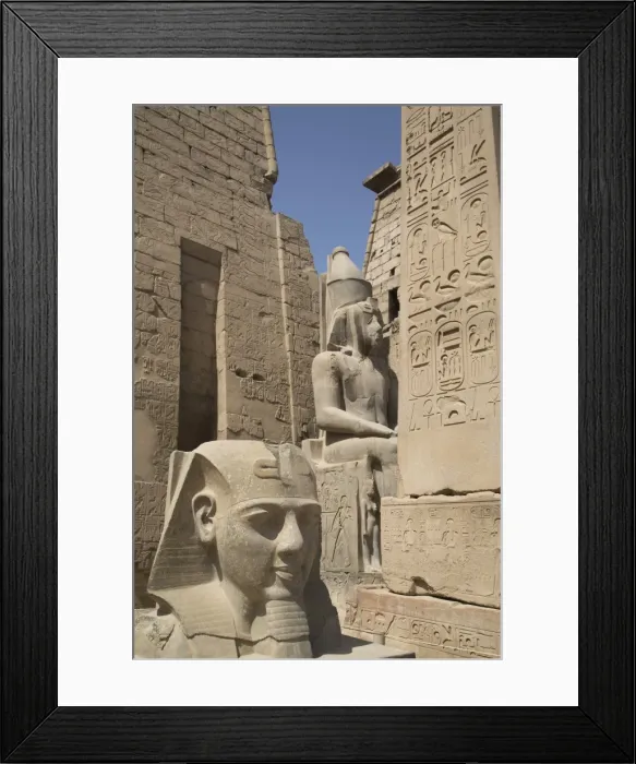 Framed Print : Head of Ramses II in foreground and Colosssus of Ramses II behind, Luxor Temple, Luxor Framed Print : Head of Ramses II in foreground and Colosssus of Ramses II behind, Luxor Temple, Luxor