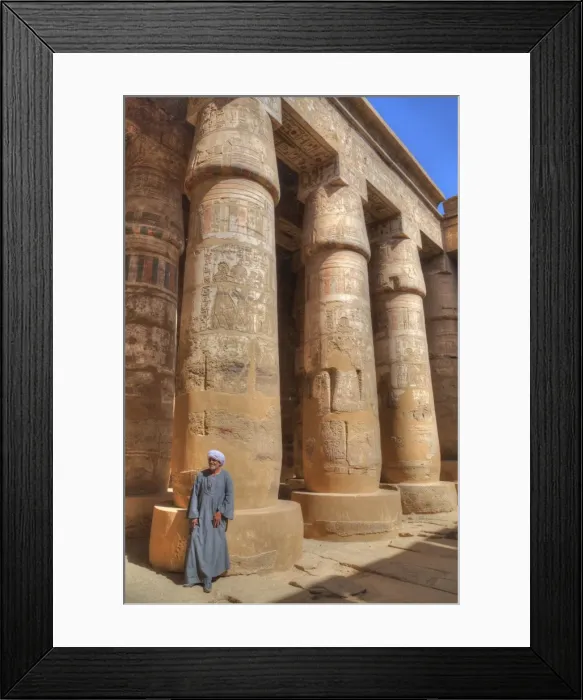 Framed Print : Local man, Columns in the Great Hypostyle Hall, Karnak Temple, Luxor, Thebes, UNESCO Framed Print : Local man, Columns in the Great Hypostyle Hall, Karnak Temple, Luxor, Thebes, UNESCO