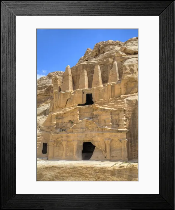 Framed Print : Obelisk Tomb (upper structure), Bab as-Sig Triclinium (lower structure), Petra, UNESCO Framed Print : Obelisk Tomb (upper structure), Bab as-Sig Triclinium (lower structure), Petra, UNESCO