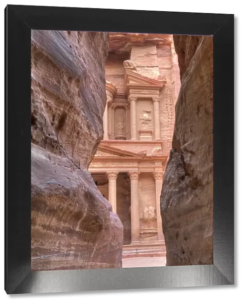 The Treasury as seen from the Siq, Petra, UNESCO World Heritage Site, Jordan, Middle East