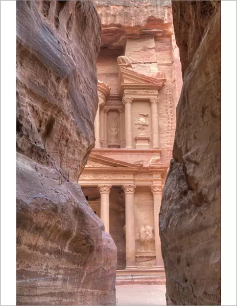 The Treasury as seen from the Siq, Petra, UNESCO World Heritage Site, Jordan, Middle East