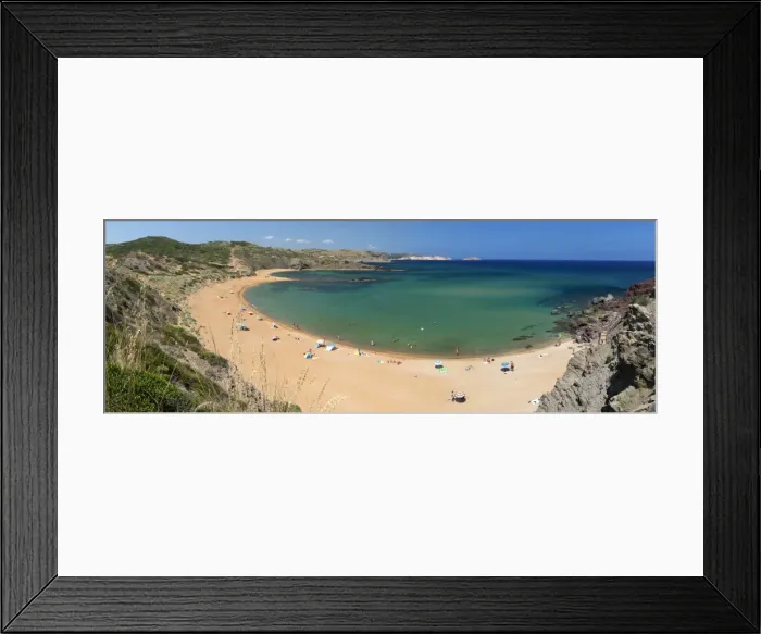 Framed Print : Panoramic view of Platja de Cavalleria (Cavalleria beach), near Fornells, North Coast Framed Print : Panoramic view of Platja de Cavalleria (Cavalleria beach), near Fornells, North Coast