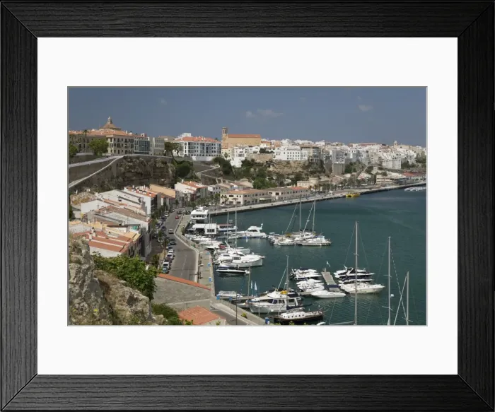 Framed Print : View over port and old town, Mahon, Menorca, Balearic Islands, Spain, Mediterranean