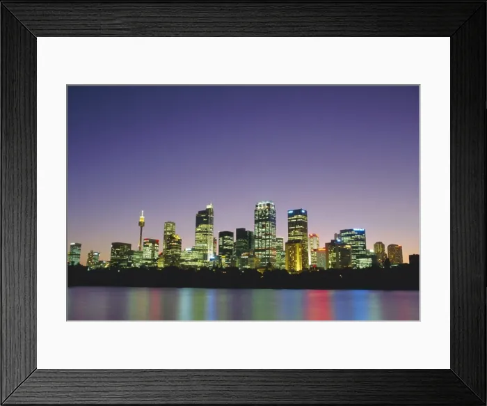 Framed Print : City skyline at night, Sydney, New South Wales, Australia Framed Print : City skyline at night, Sydney, New South Wales, Australia
