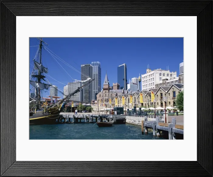 Framed Print : Waterfront of the historical district of The Rocks, Sydney, New South Wales (N Framed Print : Waterfront of the historical district of The Rocks, Sydney, New South Wales (N