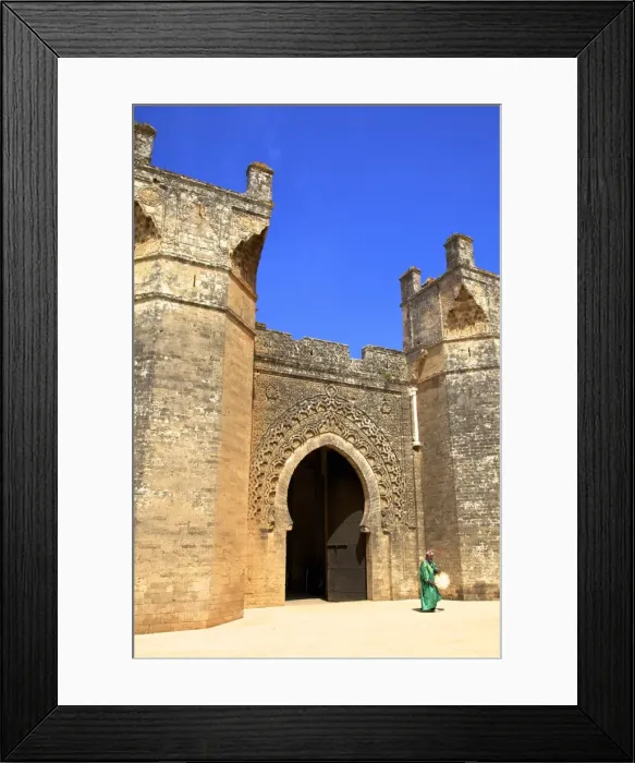 Framed Print : Bab Zaer the Main Gate with musician, Chellah, Rabat, Morocco, North Africa, Africa Framed Print : Bab Zaer the Main Gate with musician, Chellah, Rabat, Morocco, North Africa, Africa