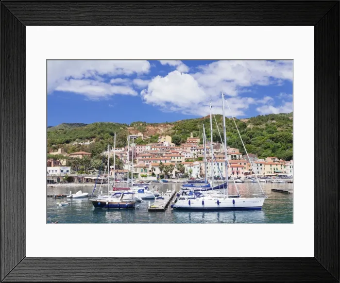 Framed Print : Harbour, Rio Marina, Island of Elba, Livorno Province, Tuscany, Italy, Mediterranean