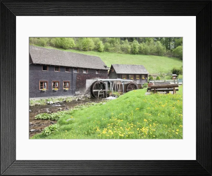 Framed Print : Hexenlochmuehle Mill near Furtwangen in spring, Black Forest, Baden Wurttemberg, Germany Framed Print : Hexenlochmuehle Mill near Furtwangen in spring, Black Forest, Baden Wurttemberg, Germany