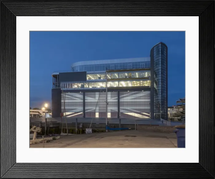 Framed Print : Ben Ainslie Racing BAR boathouse hangar, newly built, Portsmouth, Hampshire, England Framed Print : Ben Ainslie Racing BAR boathouse hangar, newly built, Portsmouth, Hampshire, England