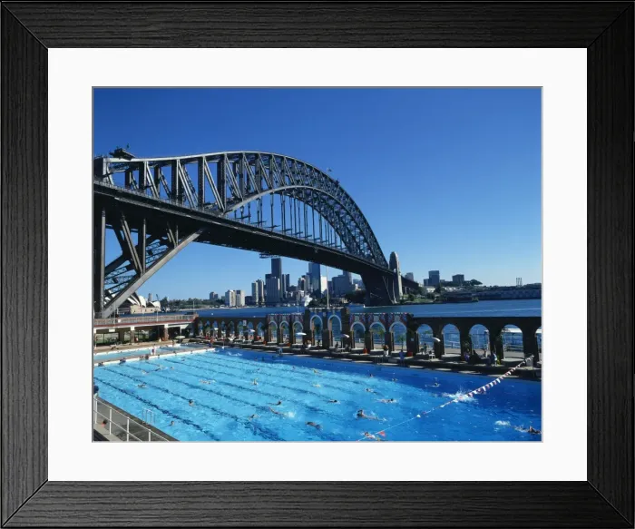 Framed Print : Swimming pool beneath the Sydney Harbour Bridge, in Sydney, New South Wales Framed Print : Swimming pool beneath the Sydney Harbour Bridge, in Sydney, New South Wales