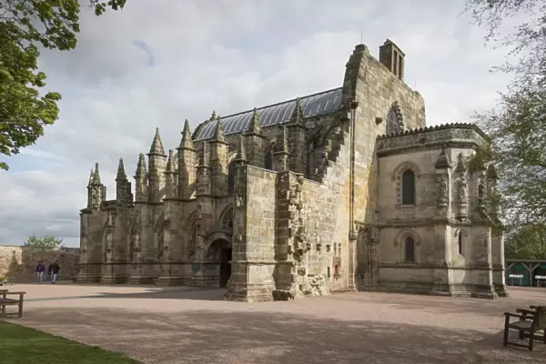 Rosslyn Chapel from the northwest, Roslin, Midlothian, Scotland, United Kingdom, Europe