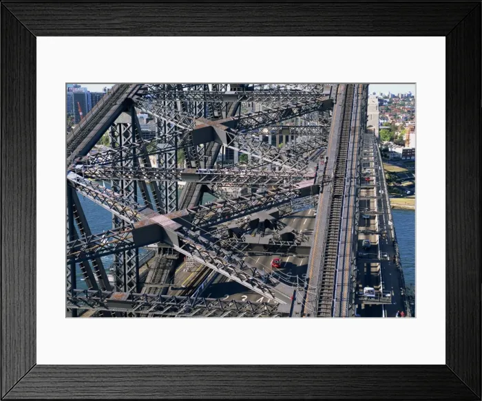 Framed Print : Aerial of a section of the Sydney Harbour Bridge, Sydney, New South Wales Framed Print : Aerial of a section of the Sydney Harbour Bridge, Sydney, New South Wales