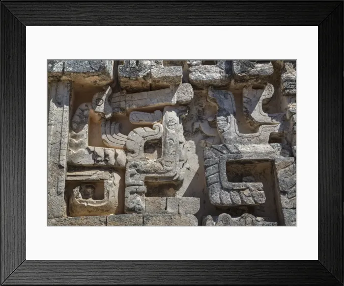 Framed Print : Stone carvings, Structure II, Hochob, Mayan archaeological site, Chenes style, Campeche Framed Print : Stone carvings, Structure II, Hochob, Mayan archaeological site, Chenes style, Campeche