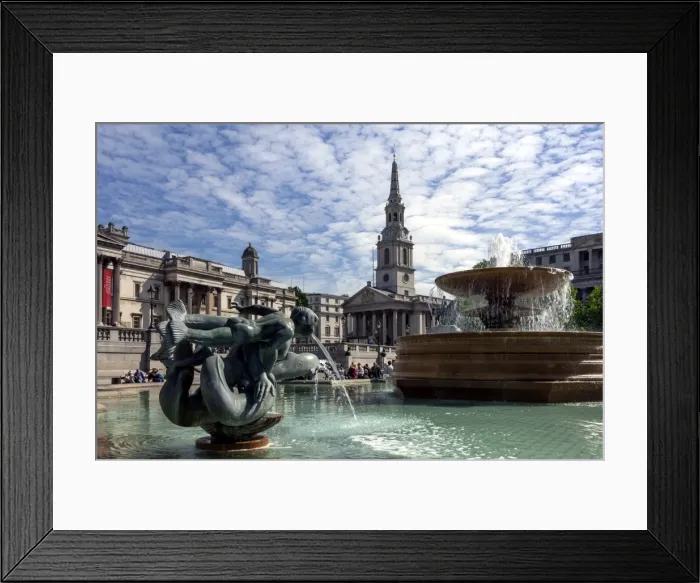 Framed Print : Fountains and St. Martins Church, Trafalgar Square, London, England, United Kingdom Framed Print : Fountains and St. Martins Church, Trafalgar Square, London, England, United Kingdom