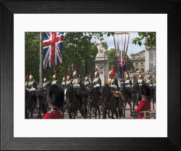 Framed Print : Detachment of Mounted Guard in the Mall en route to Trooping of the Colour, London Framed Print : Detachment of Mounted Guard in the Mall en route to Trooping of the Colour, London