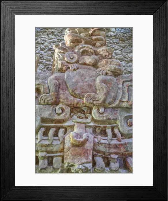 Framed Print : Painted stucco frieze, 55 feet long, inside Structure I, Classic Period, Balamku