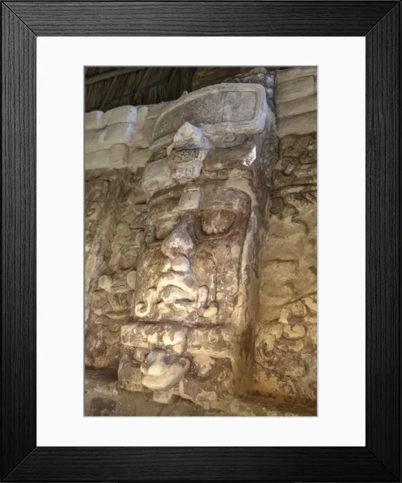 Framed Print : Temple of the Masks, with 8 foot tall mask, Kohunlich, Mayan archaeological site Framed Print : Temple of the Masks, with 8 foot tall mask, Kohunlich, Mayan archaeological site
