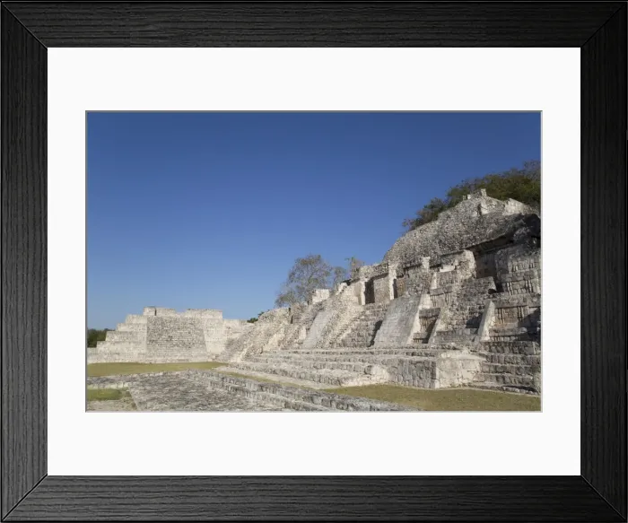 Framed Print : Patio Puuc in the foreground, and Northeastern Temple behind, Edzna, Mayan archaeological site Framed Print : Patio Puuc in the foreground, and Northeastern Temple behind, Edzna, Mayan archaeological site