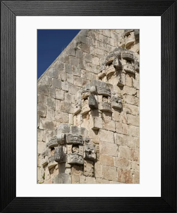 Framed Print : Chac Rain God stone masks, Pyramid of the Magician, Uxmal, Mayan archaeological site Framed Print : Chac Rain God stone masks, Pyramid of the Magician, Uxmal, Mayan archaeological site
