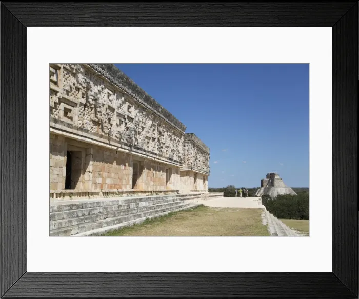 Framed Print : Palace of the Governor on left, with Pyramid of the Magician in the background, Uxmal Framed Print : Palace of the Governor on left, with Pyramid of the Magician in the background, Uxmal