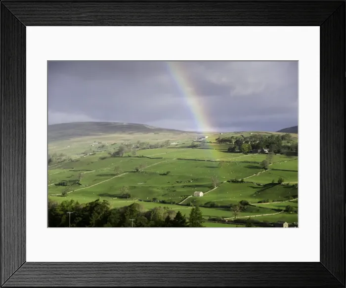 Framed Print : A rainbow over the countryside of Swaledale, Yorkshire Dales, Yorkshire, United Kingdom Framed Print : A rainbow over the countryside of Swaledale, Yorkshire Dales, Yorkshire, United Kingdom