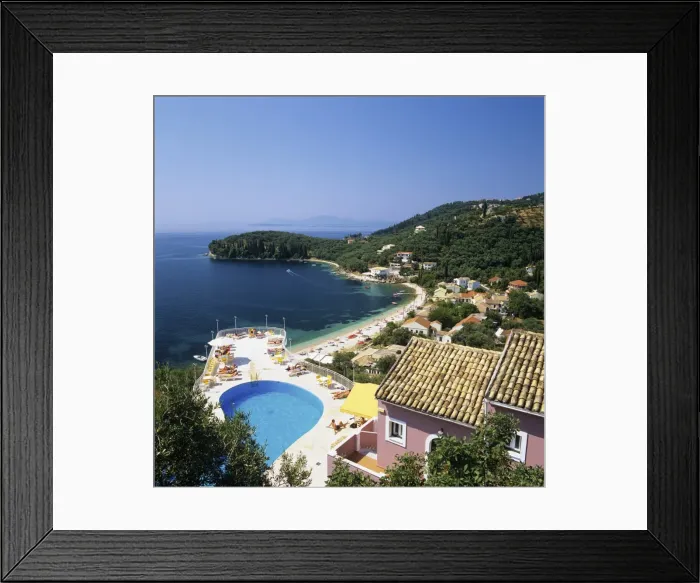Framed Print : View over bay, Kalami, north east coast, Corfu, Ionian Islands, Greek Islands, Greece Framed Print : View over bay, Kalami, north east coast, Corfu, Ionian Islands, Greek Islands, Greece
