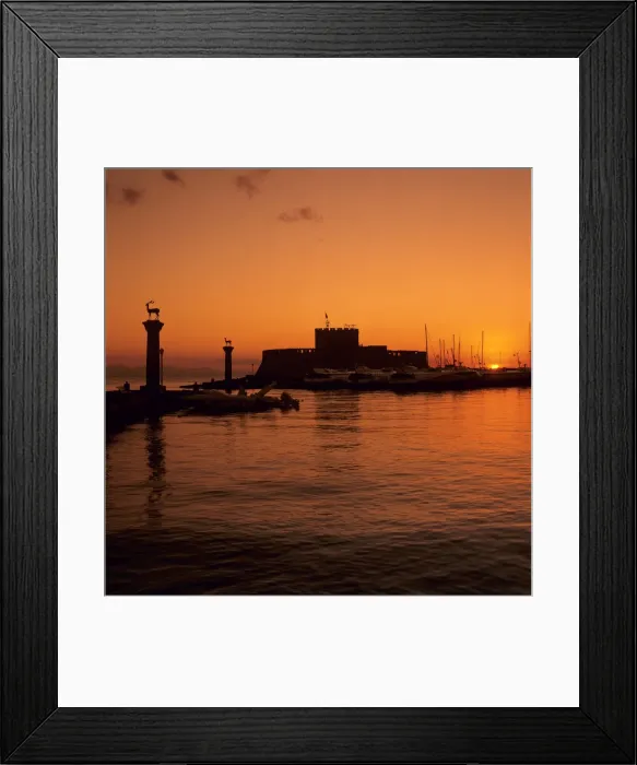 Framed Print : Mandraki Harbour at sunrise, Rhodes Town, Rhodes Island, Dodecanese Islands, Greek Islands Framed Print : Mandraki Harbour at sunrise, Rhodes Town, Rhodes Island, Dodecanese Islands, Greek Islands