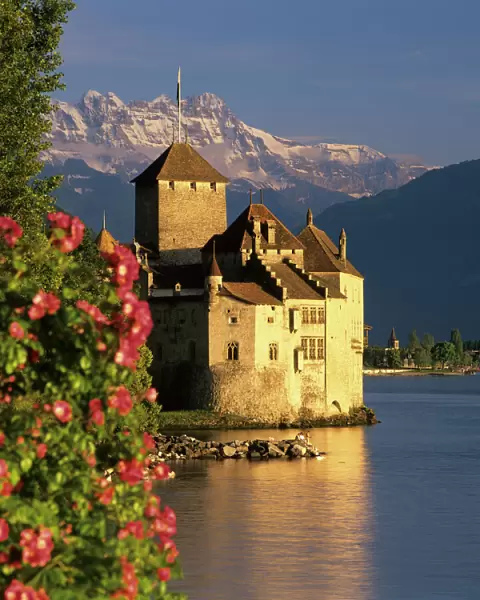 Chateau de Chillon (Chillon Castle) on Lake Geneva, Veytaux, Vaud Canton, Switzerland