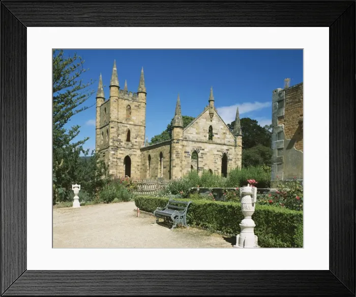 Framed Print : Exterior of the church, Port Arthur, Tasmania, Australia, Pacific Framed Print : Exterior of the church, Port Arthur, Tasmania, Australia, Pacific