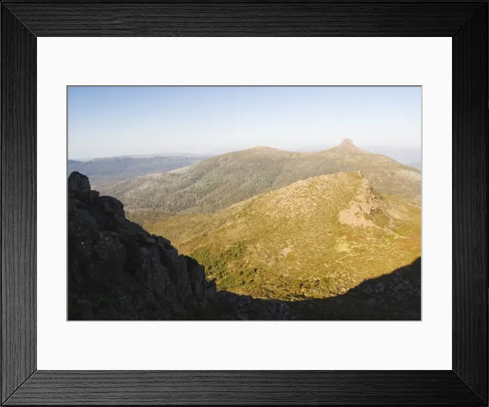 Framed Print : View of Mount Pelion East, 1433m, from Mount Ossa, 1617m, Tasmanias highest mountain on the Overland Track, Cradle Mountain Lake St. Clair National Park, part of Tasmanian Wilderness, UNESCO World Heritage Site, Tasmania Framed Print : View of Mount Pelion East, 1433m, from Mount Ossa, 1617m, Tasmanias highest mountain on the Overland Track, Cradle Mountain Lake St. Clair National Park, part of Tasmanian Wilderness, UNESCO World Heritage Site, Tasmania