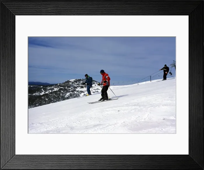 Framed Print : Skiers skiing on slope at Mount Hotham, High Country, Victoria, Australia, Pacific Framed Print : Skiers skiing on slope at Mount Hotham, High Country, Victoria, Australia, Pacific