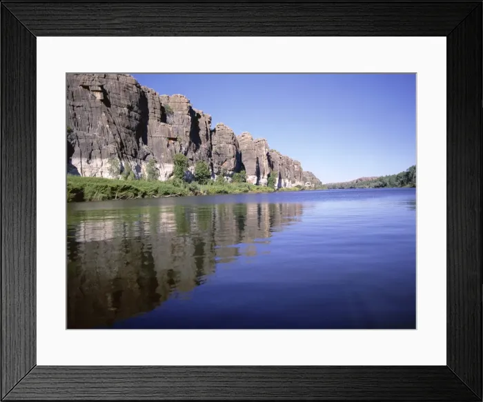 Framed Print : Cliffs of Geike Gorge, showing annual flood level of Fitzroy River, near Fitzroy Crossing Framed Print : Cliffs of Geike Gorge, showing annual flood level of Fitzroy River, near Fitzroy Crossing