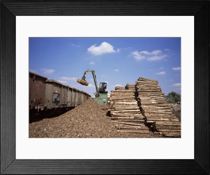 Framed Print : Timber and rail yard by the River Inn, Austria, Europe Framed Print : Timber and rail yard by the River Inn, Austria, Europe