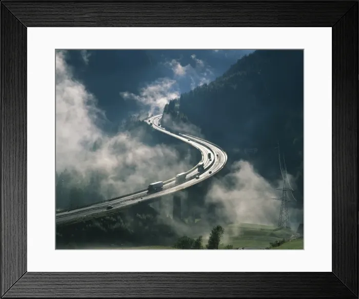 Framed Print : Cloud on either side of elevated road at the Brenner Pass in Austria, Europe Framed Print : Cloud on either side of elevated road at the Brenner Pass in Austria, Europe