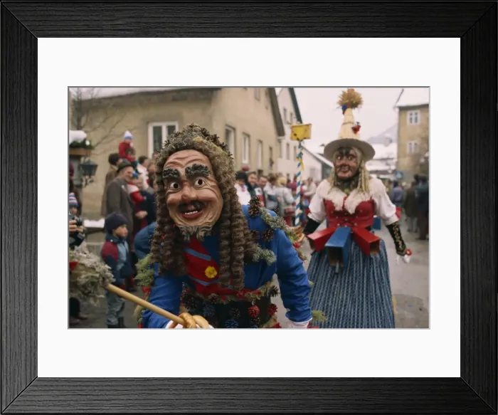 Framed Print : Roller and Scheller (female and male), Fasnacht carnival, Imst, Austria, Europe Framed Print : Roller and Scheller (female and male), Fasnacht carnival, Imst, Austria, Europe