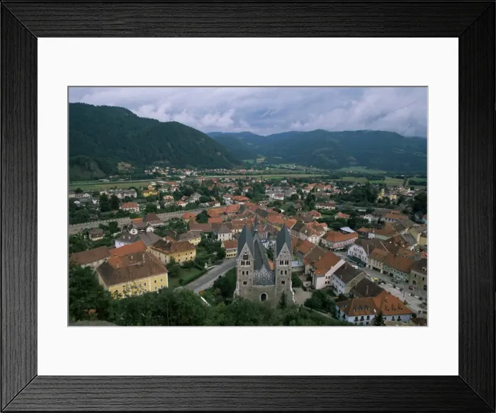 Framed Print : View of town from St. Peters church, Friesach, Carinthia, Austria, Europe Framed Print : View of town from St. Peters church, Friesach, Carinthia, Austria, Europe
