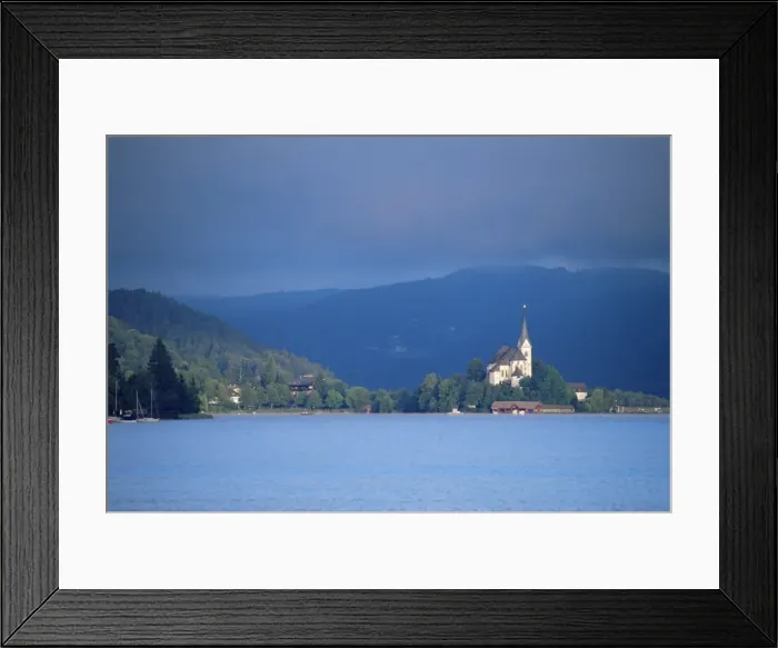 Framed Print : View of church at Maria Worth, Lake Worther, Carinthia, Austria, Europe Framed Print : View of church at Maria Worth, Lake Worther, Carinthia, Austria, Europe