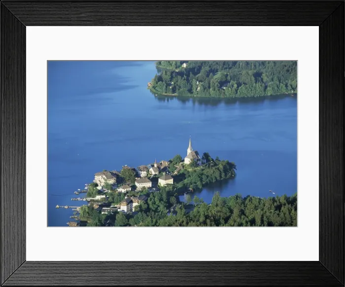 Framed Print : Maria Worth from Pyramidenkogel, Lake Worther, Carinthia, Austria, Europe Framed Print : Maria Worth from Pyramidenkogel, Lake Worther, Carinthia, Austria, Europe