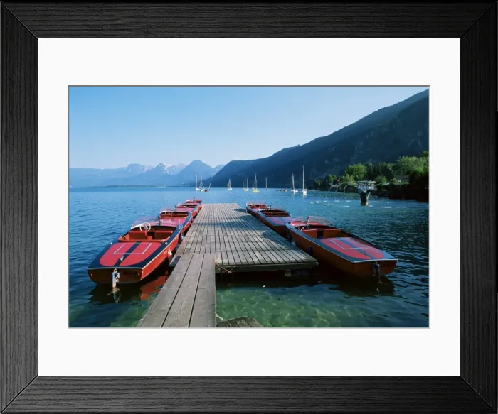 Framed Print : Boats by the lake, Wolfgangsee, Austria, Europe Framed Print : Boats by the lake, Wolfgangsee, Austria, Europe