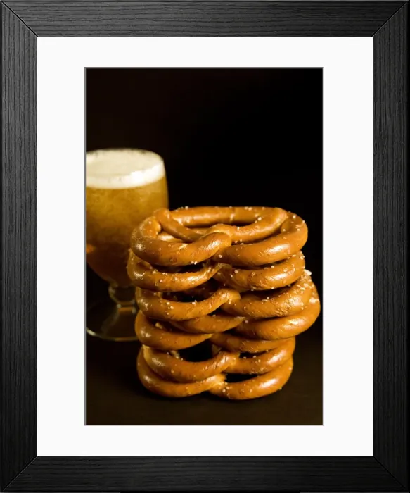 Framed Print : Austrian prezels, salted biscuits and beer, Austria, Europe Framed Print : Austrian prezels, salted biscuits and beer, Austria, Europe