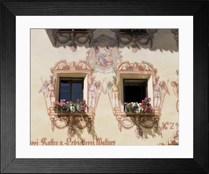 Framed Print : Mural surrounding cafe windows, St. Wolfgang, Salzburg Province, Austria, Europe Framed Print : Mural surrounding cafe windows, St. Wolfgang, Salzburg Province, Austria, Europe