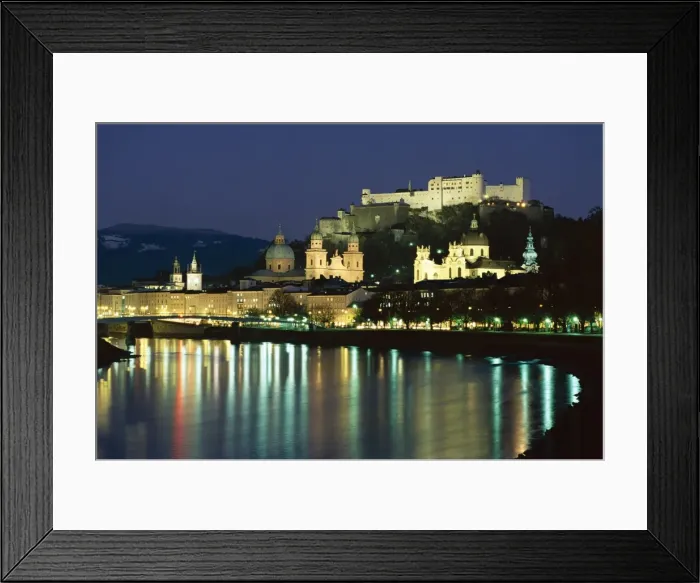 Framed Print : Salzach River and domes of Cathedral and Kollegenkirche, at night, Salzburg Framed Print : Salzach River and domes of Cathedral and Kollegenkirche, at night, Salzburg