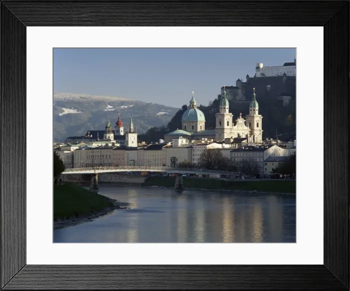 Framed Print : Domes of the cathedral and Kollegienkirche and the Salzach River, Salzburg Framed Print : Domes of the cathedral and Kollegienkirche and the Salzach River, Salzburg