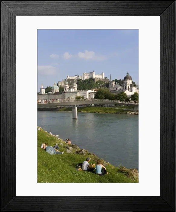Framed Print : Cityscape with River Salzach, , Salzburg, Austria, Europe Framed Print : Cityscape with River Salzach, , Salzburg, Austria, Europe