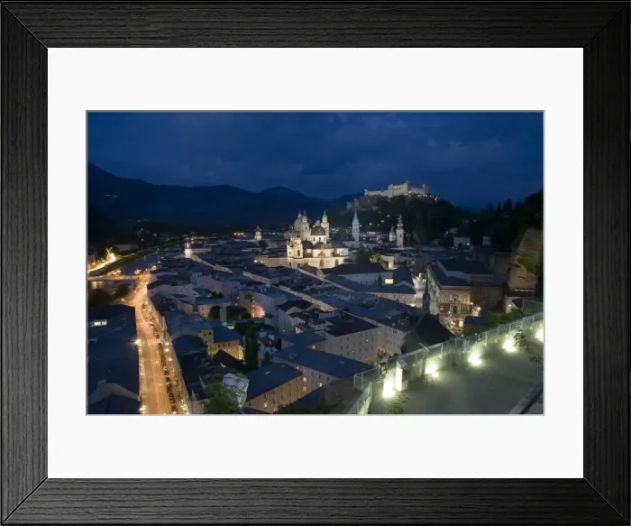 Framed Print : Cityscape showing Schloss Hohensalzburg, dusk, Salzburg, Austria Framed Print : Cityscape showing Schloss Hohensalzburg, dusk, Salzburg, Austria