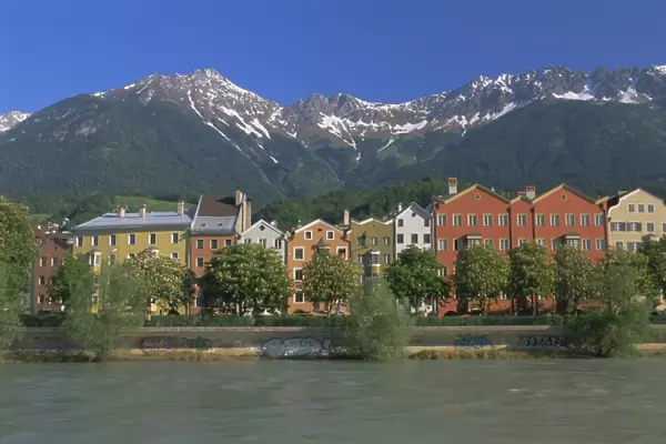 Buildings along the Inn River, Innsbruck, Tirol (Tyrol), Austria, Europe