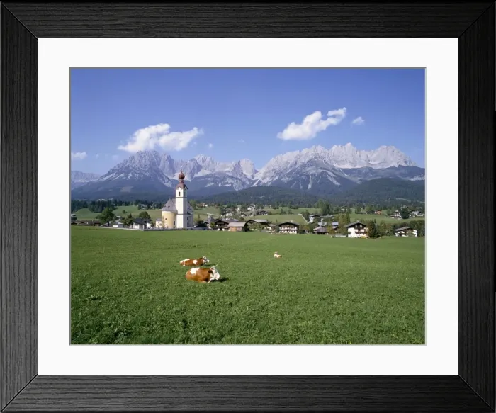 Framed Print : Going and Kaiser Mountains, Tirol (Tyrol), Austria, Europe Framed Print : Going and Kaiser Mountains, Tirol (Tyrol), Austria, Europe