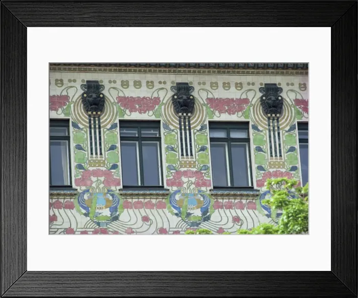Framed Print : Detail of house decoration, Secessionist, Otto Wagner, Wienzele Street Framed Print : Detail of house decoration, Secessionist, Otto Wagner, Wienzele Street